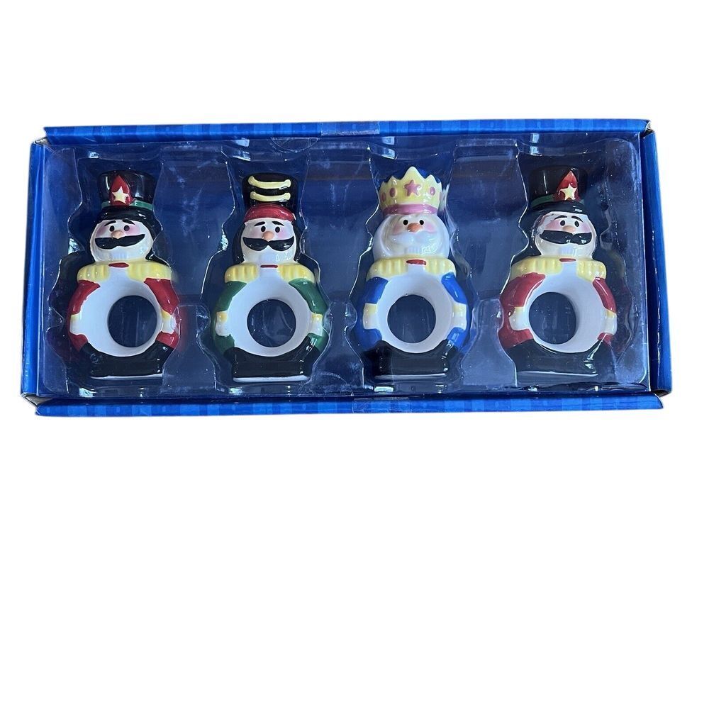 Ceramic Nutcracker Napkin Rings Set of 4 Napkin Ring Holder Dinner‎ Table Decor